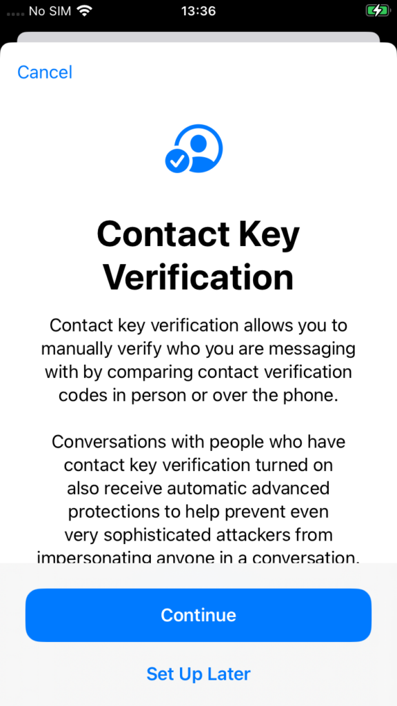 contact key verification