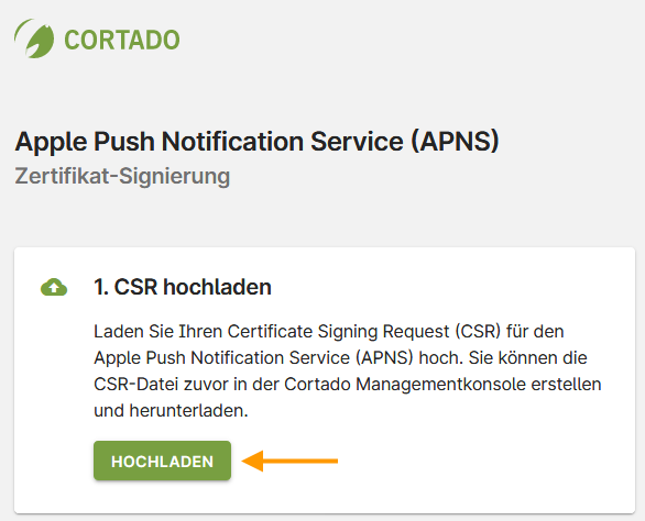 Integration der Apple Push Notification Service (APNS) Zertifikatserstellung