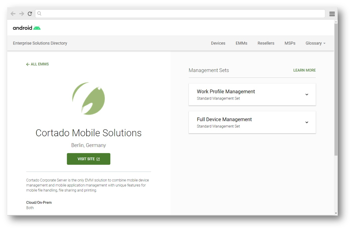 Cortado MDM mit Android-Zero-Touch-Registrierung, Kiosk-Modus und mehr