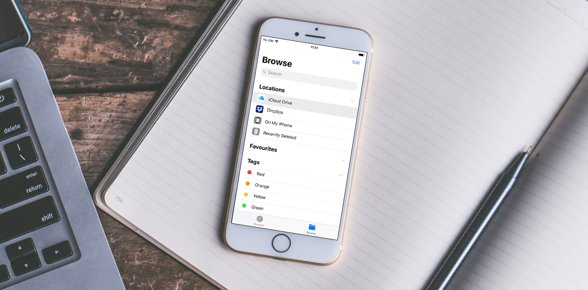 The Files app used for managing files and folders on iPhone and iPad